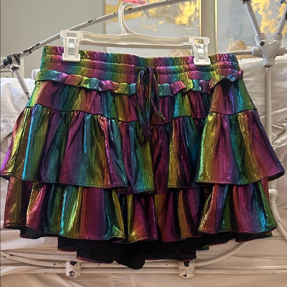 Day + Moon Multicolor Metallic Ruffle Skirt